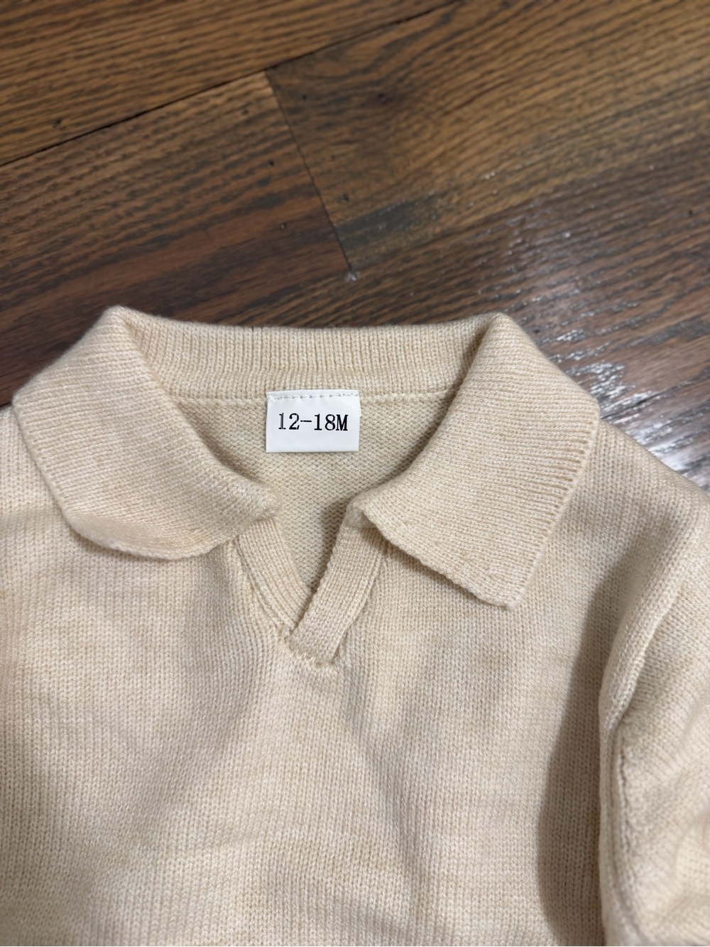 Cream Knit Polo Sweater 12-18 mos - Picture 7 of 7